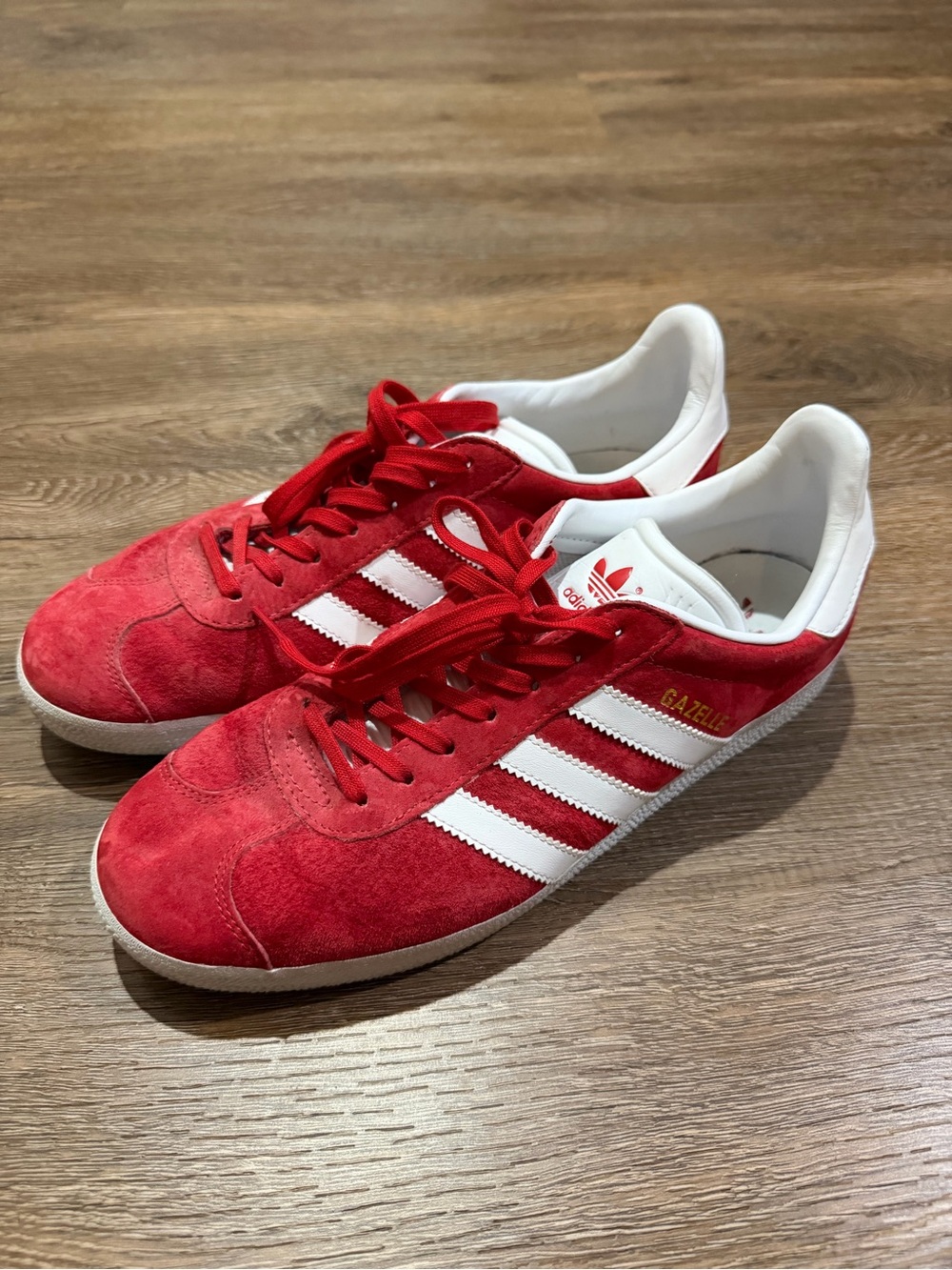 Adidas Originals Gazelle Red Suede Sneakers White Stripes Men’s US 9.5